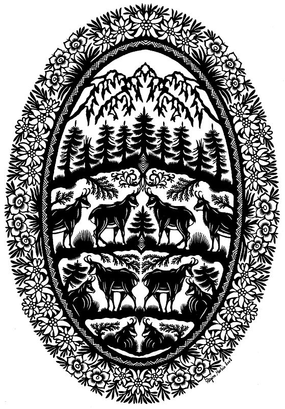 Scherenschnitt Gemsen