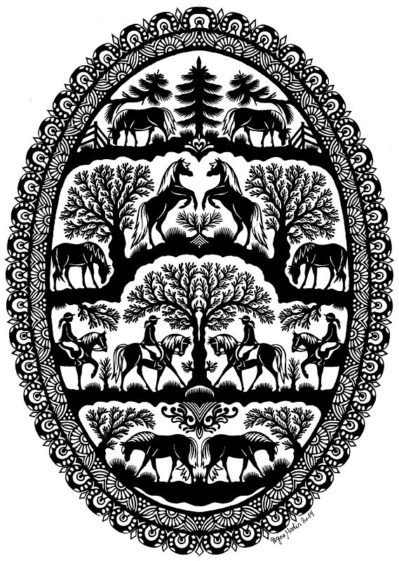 Scherenschnitt Pferde